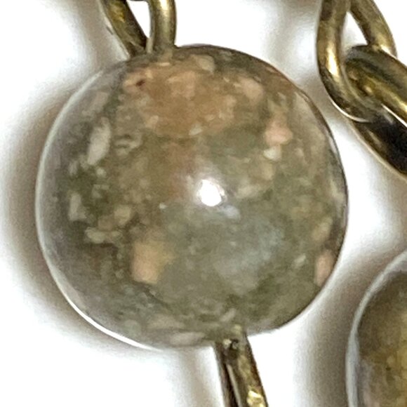 Natural Earthy Unakite Necklace, Cute Bronze Slim Mushroom + Genuine Gemstone - Picture 11 of 15